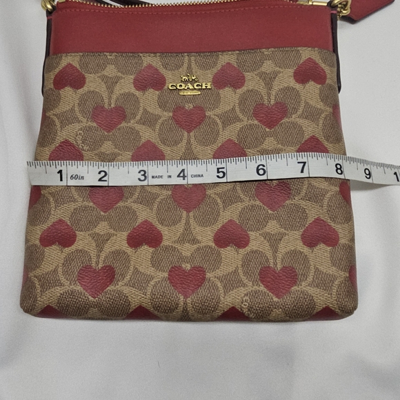 Coach Heart Print Crossbody Brown Red Signature - Picture 3 of 9
